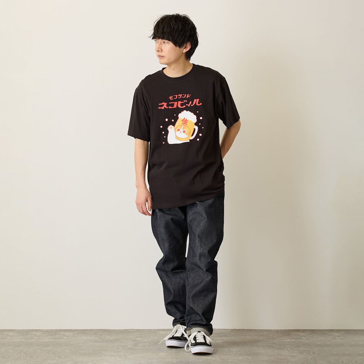 mofusand Tシャツ ネコビィル ブラック
