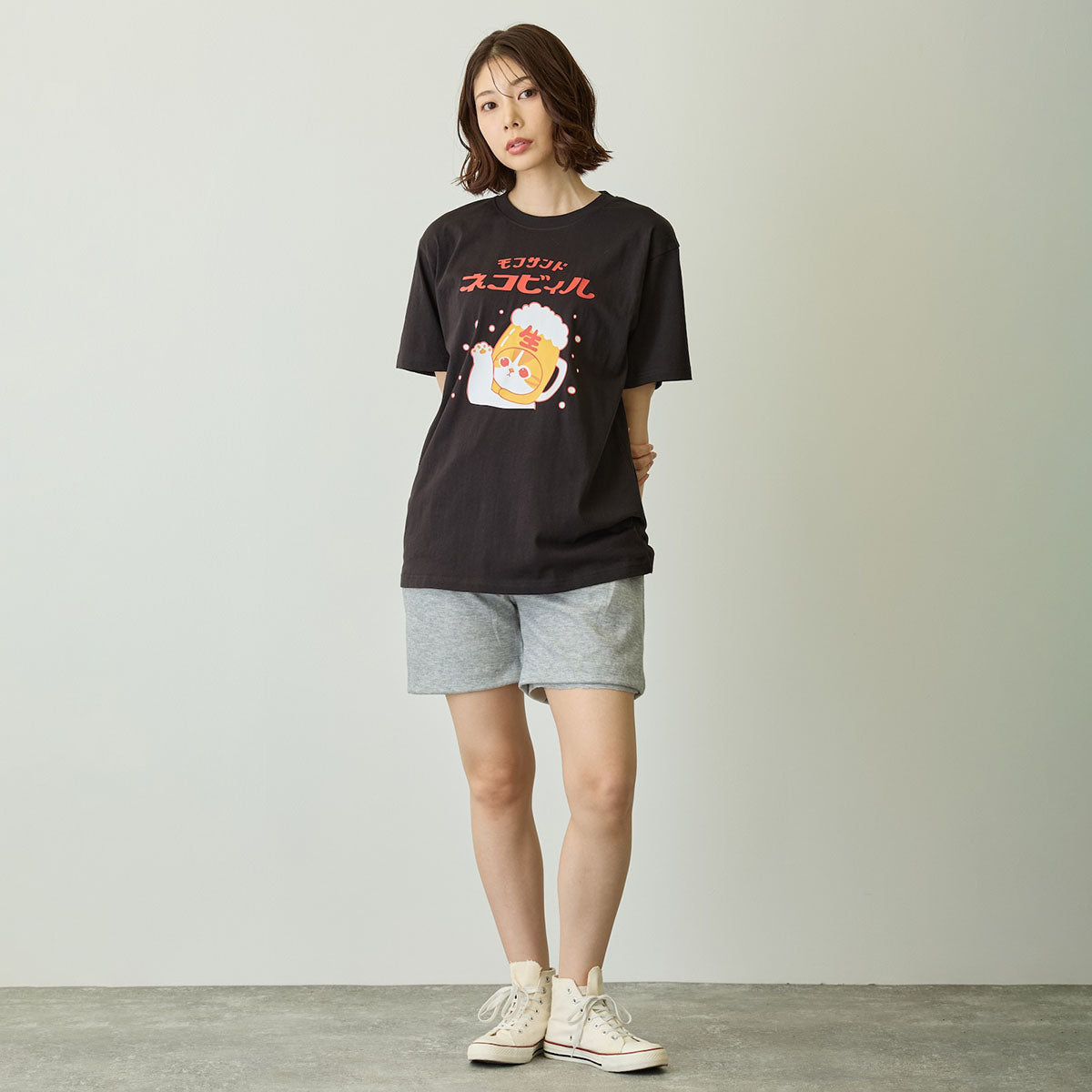 mofusand Tシャツ ネコビィル ブラック