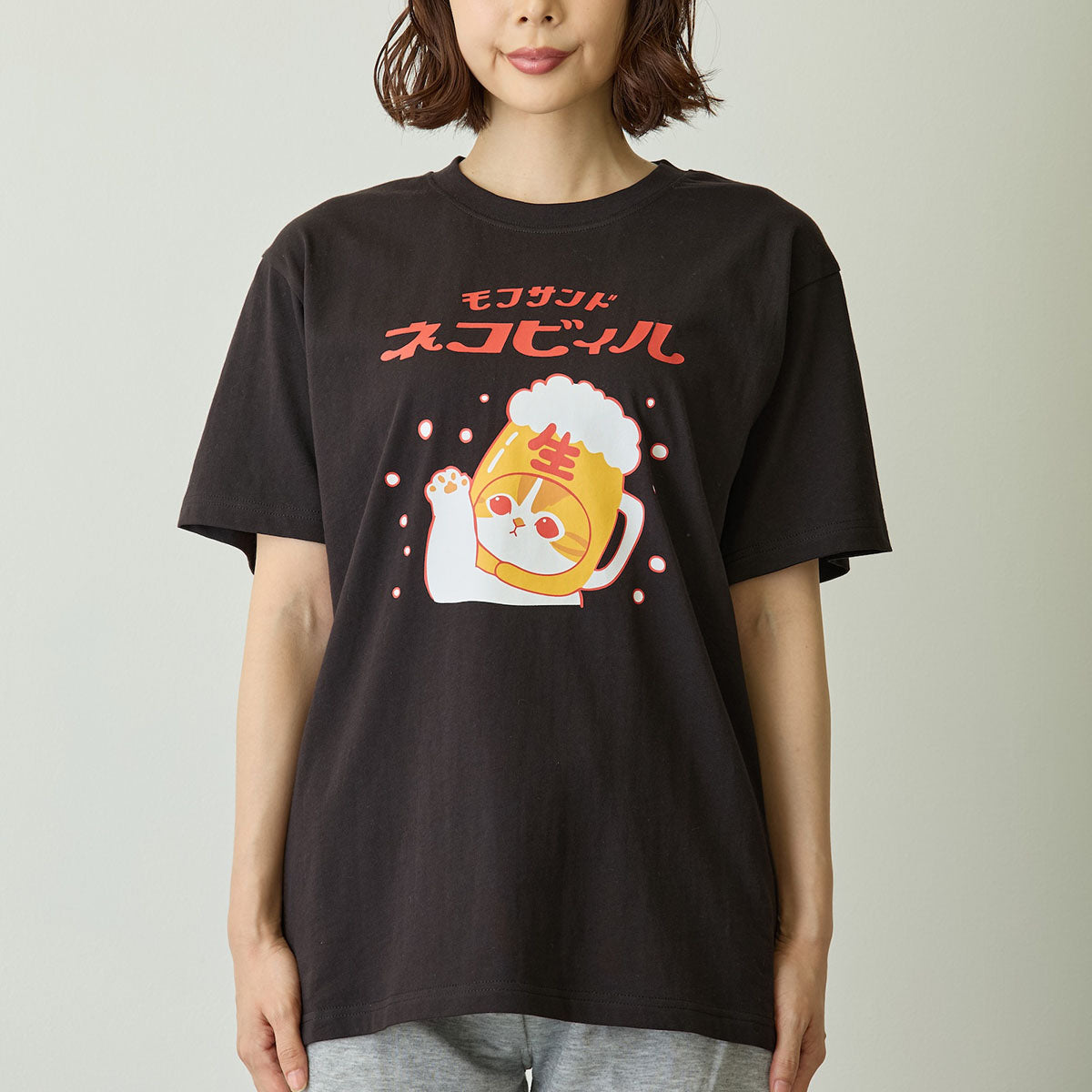mofusand Tシャツ ネコビィル ブラック