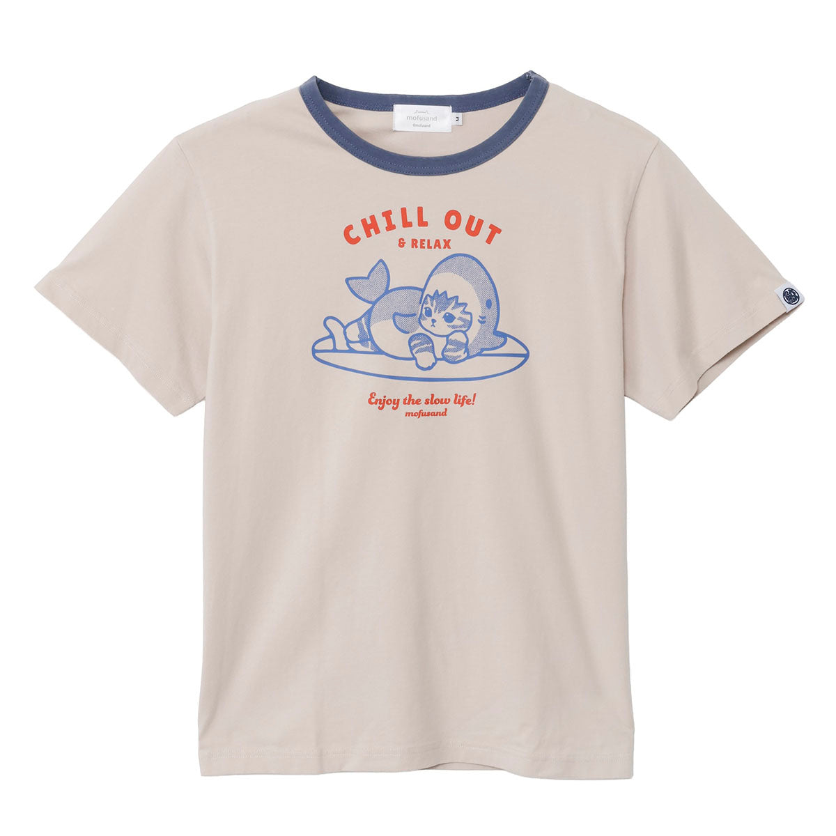 mofusand BOARD SHARK! 티셔츠 CHILL OUT 모카