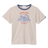 mofusand BOARD SHARK! 티셔츠 CHILL OUT 모카