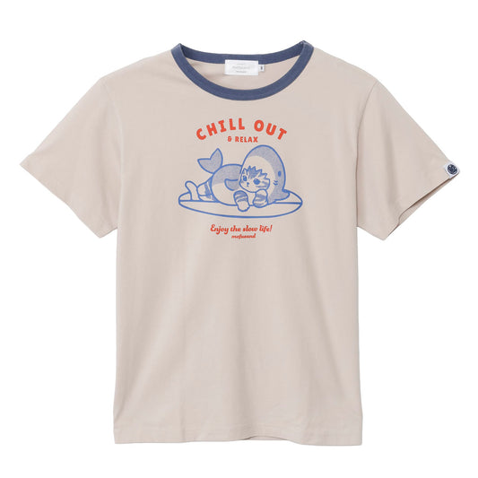 mofusand BOARD SHARK！ Tシャツ CHILL OUT モカ