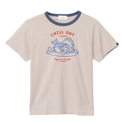 mofusand BOARD SHARK! 티셔츠 CHILL OUT 모카