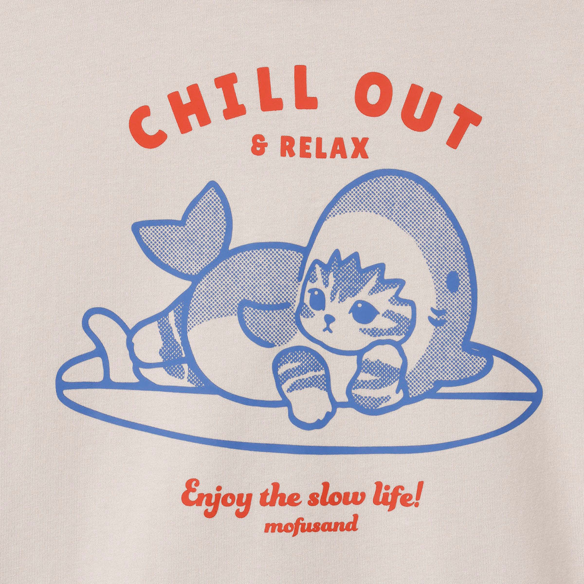 mofusand BOARD SHARK! 티셔츠 CHILL OUT 모카