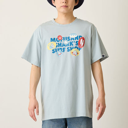 mofusand BOARD SHARK! T-Shirt SURF SHOP Light Blue