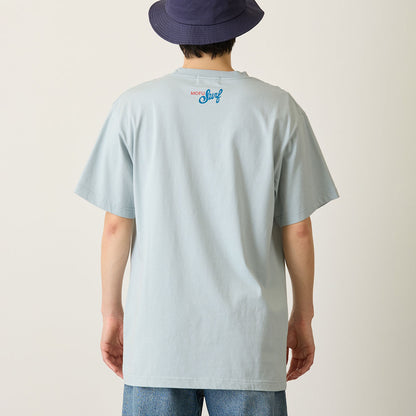 mofusand BOARD SHARK! T-Shirt SURF SHOP Light Blue