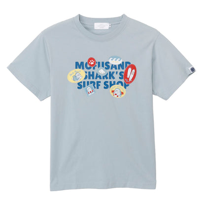 mofusand BOARD SHARK! T-Shirt SURF SHOP Light Blue
