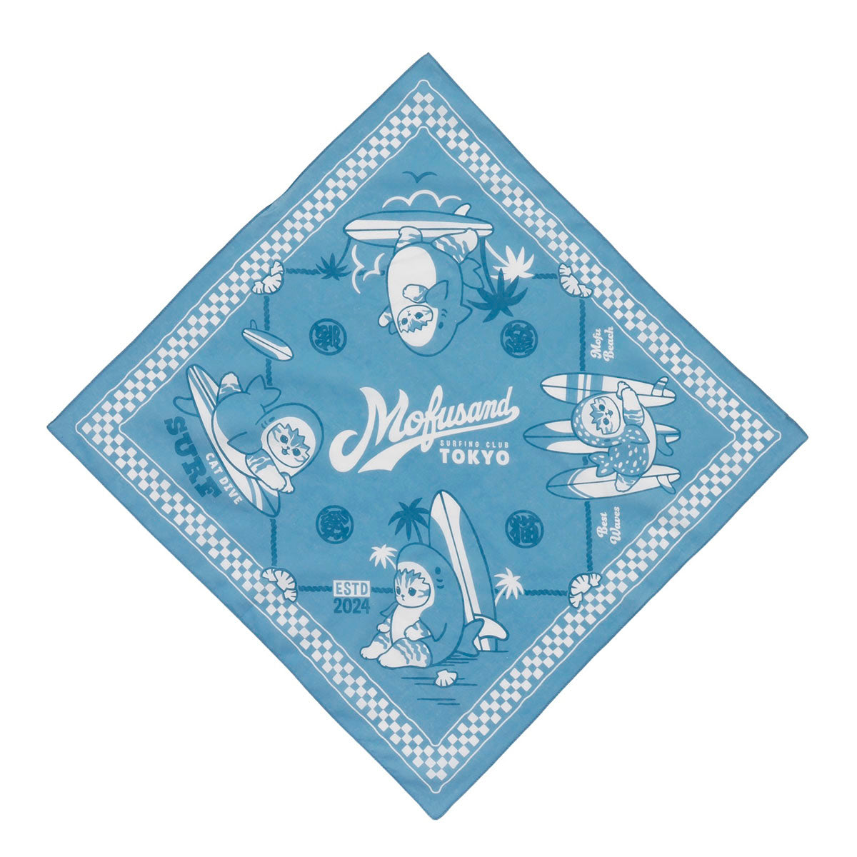 mofusand BOARD SHARK! 반다나 shark 블루
