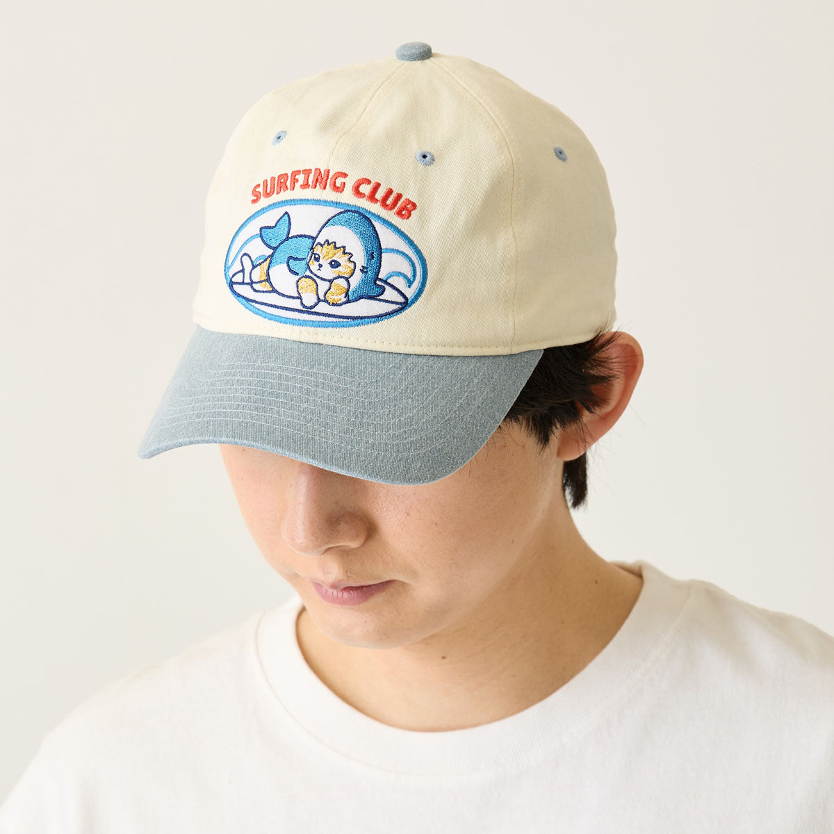 mofusand BOARD SHARK! 캡 SURFING CLUB 페일 블루