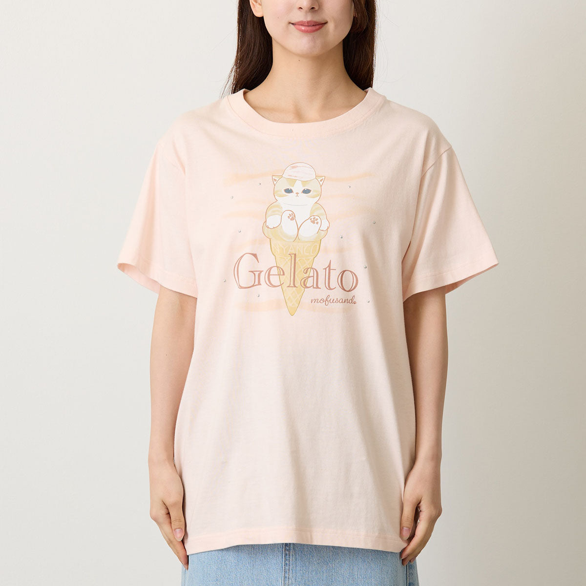 mofusand T恤 Gelato 浅粉色