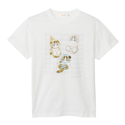 mofusand T恤 ICE CREAM NYAN 白色