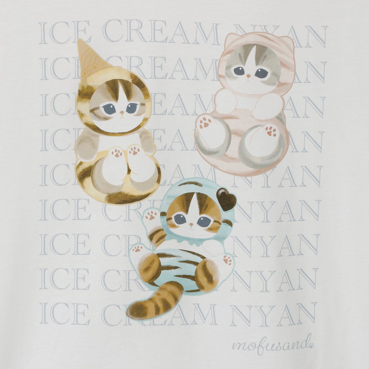 mofusand T恤 ICE CREAM NYAN 白色