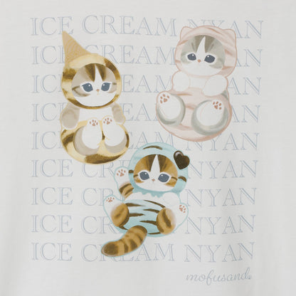 mofusand T恤 ICE CREAM NYAN 白色