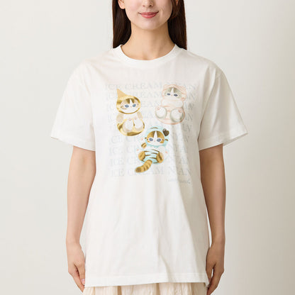 mofusand T恤 ICE CREAM NYAN 白色