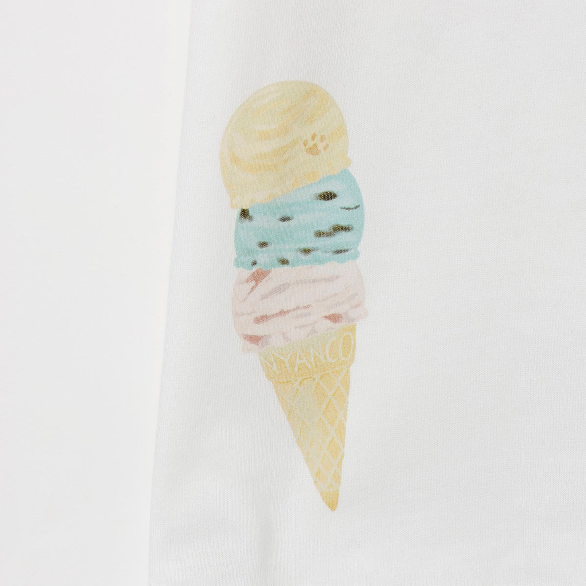mofusand T恤 ICE CREAM NYAN 白色