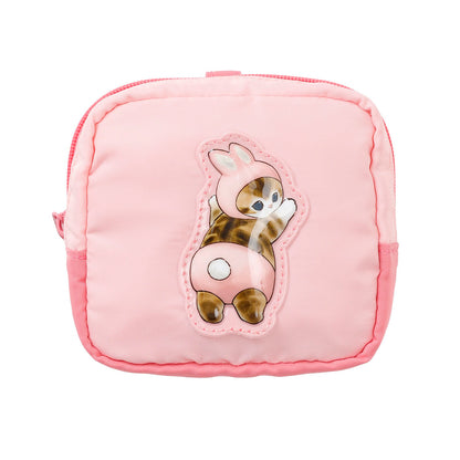 mofusand ぷっくりアップリケポーチ うさにゃん ピンク