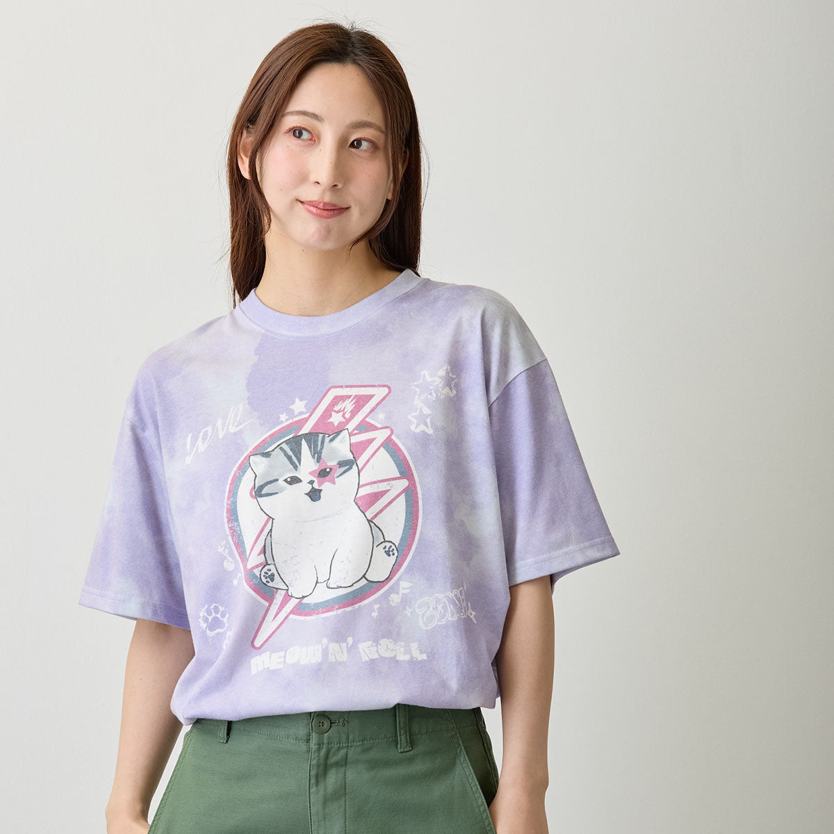 mofusand  Tシャツ  MEOW’N’ROLL パープル