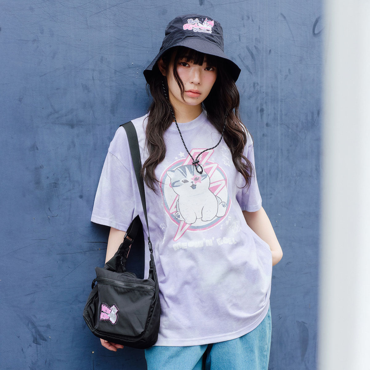 mofusand  Tシャツ  MEOW’N’ROLL パープル