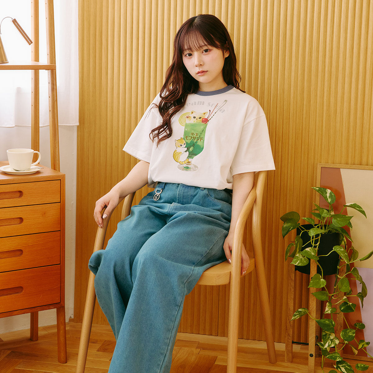 mofusand T-Shirt Cream Soda White