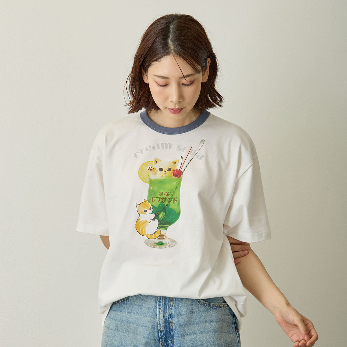 mofusand T-Shirt Cream Soda White