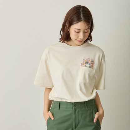 mofusand × 히비야 카단 티셔츠 코스모스 오프화이트
