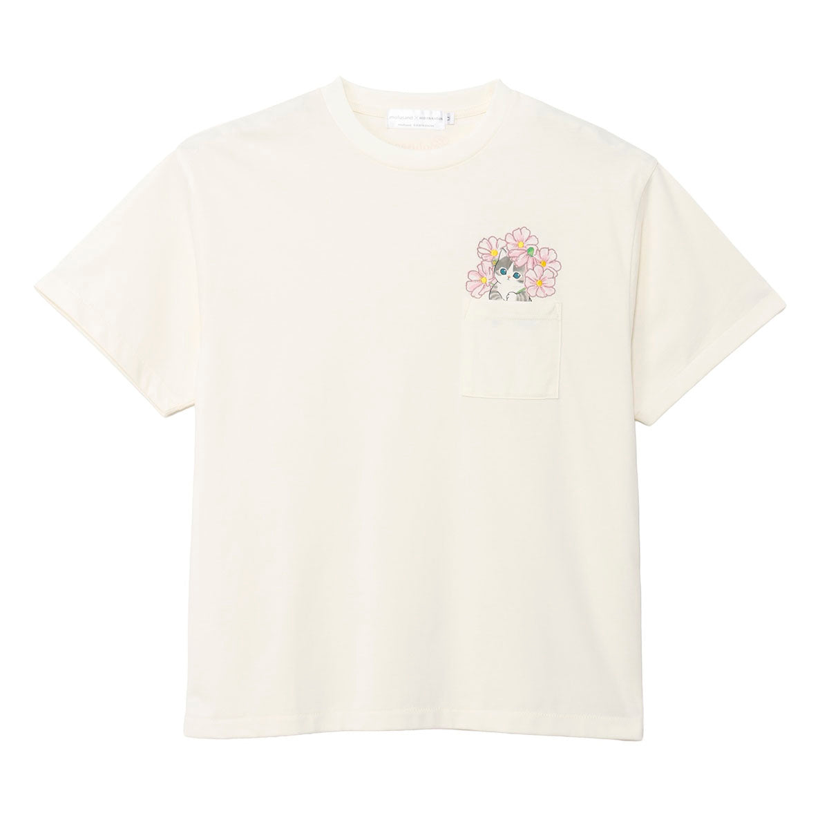 mofusand × 히비야 카단 티셔츠 코스모스 오프화이트