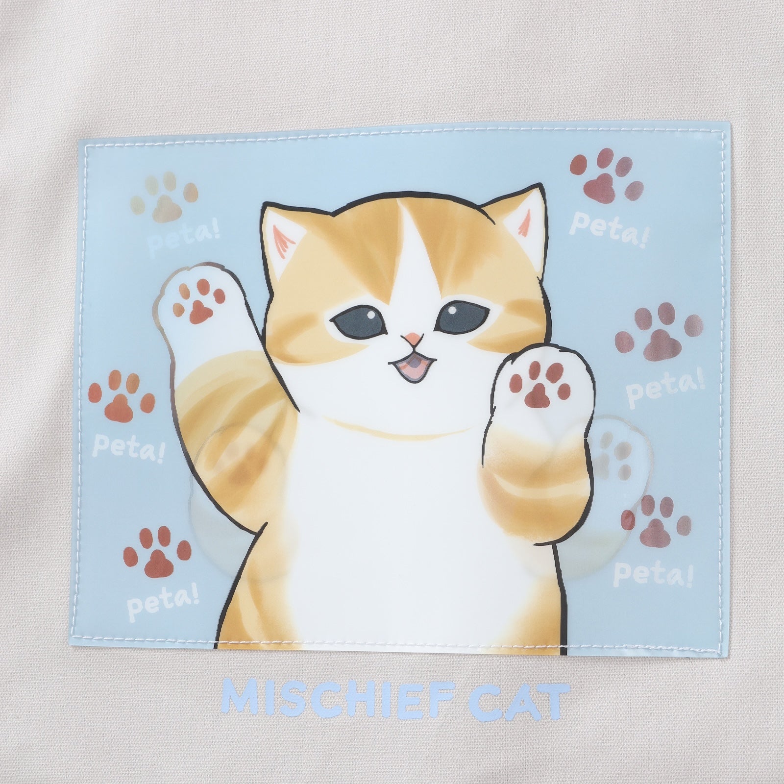 mofusand レンチキュラートートバッグ MISCHIEF CAT ナチュラル