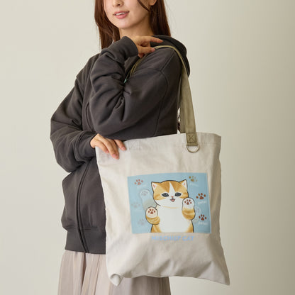 mofusand 렌티큘러 토트백 MISCHIEF CAT 내추럴