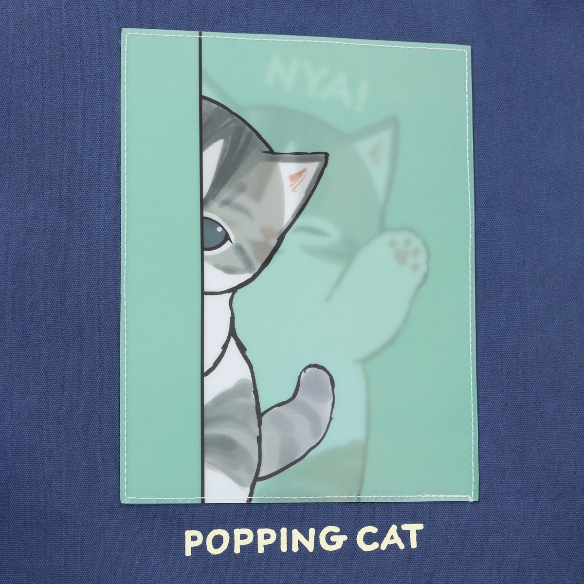mofusand 렌티큘러 토트백 POPPING CAT 네이비