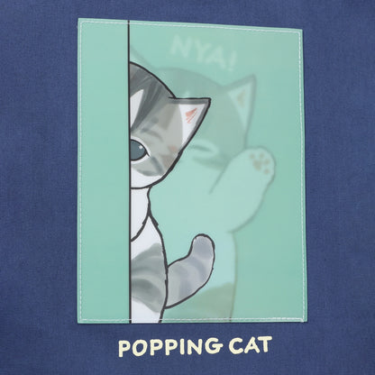 mofusand 렌티큘러 토트백 POPPING CAT 네이비