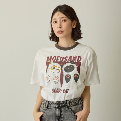 mofusand 티셔츠 SCARY CAT 화이트