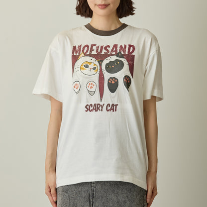 mofusand 티셔츠 SCARY CAT 화이트