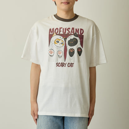 mofusand 티셔츠 SCARY CAT 화이트