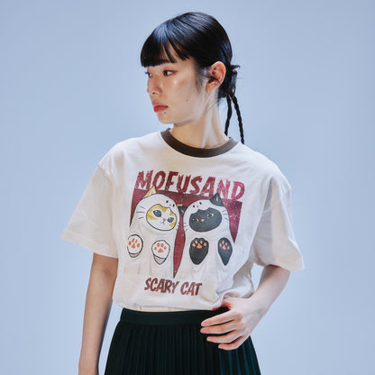 mofusand 티셔츠 SCARY CAT 화이트