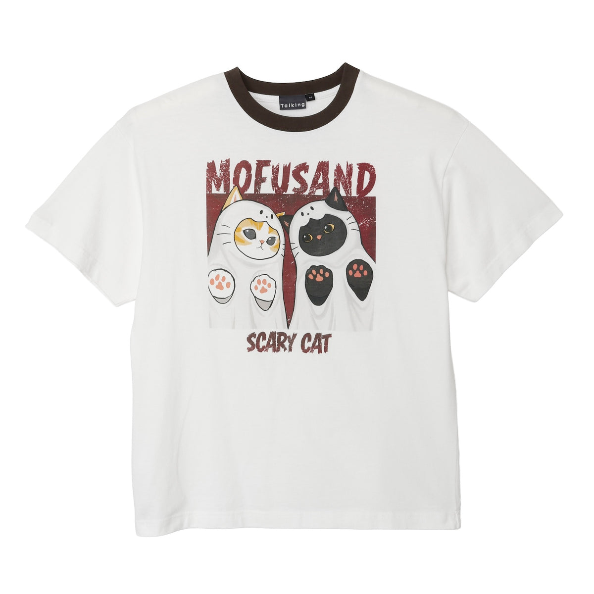 mofusand 티셔츠 SCARY CAT 화이트