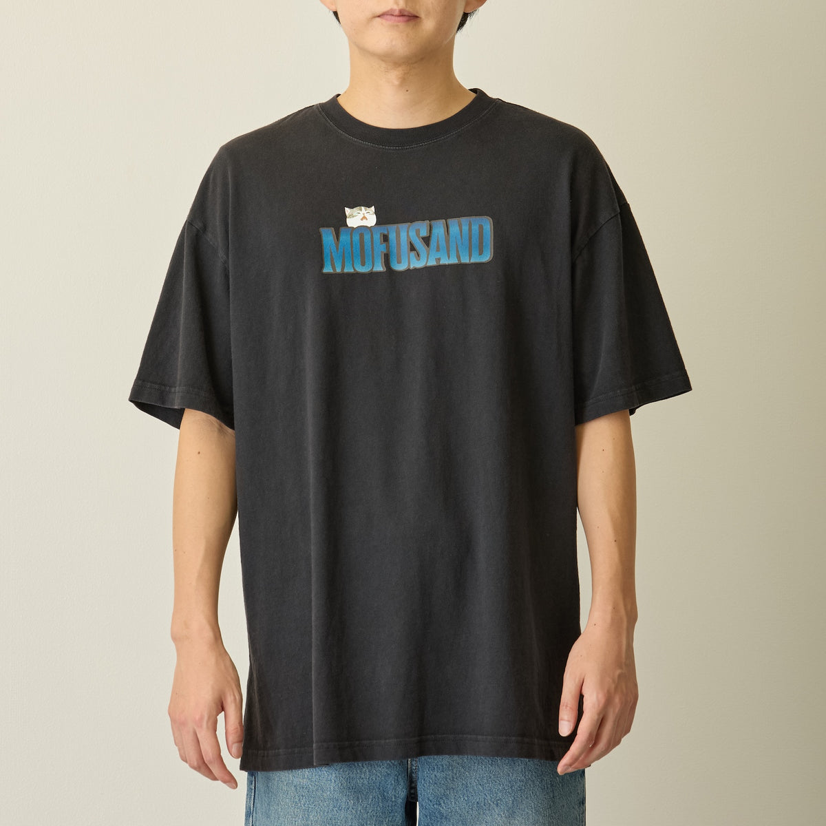 mofusand 티셔츠 호러 상어냥 블랙