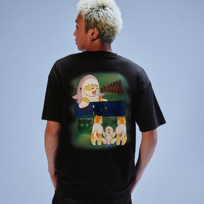 mofusand 티셔츠 호러 상어냥 블랙