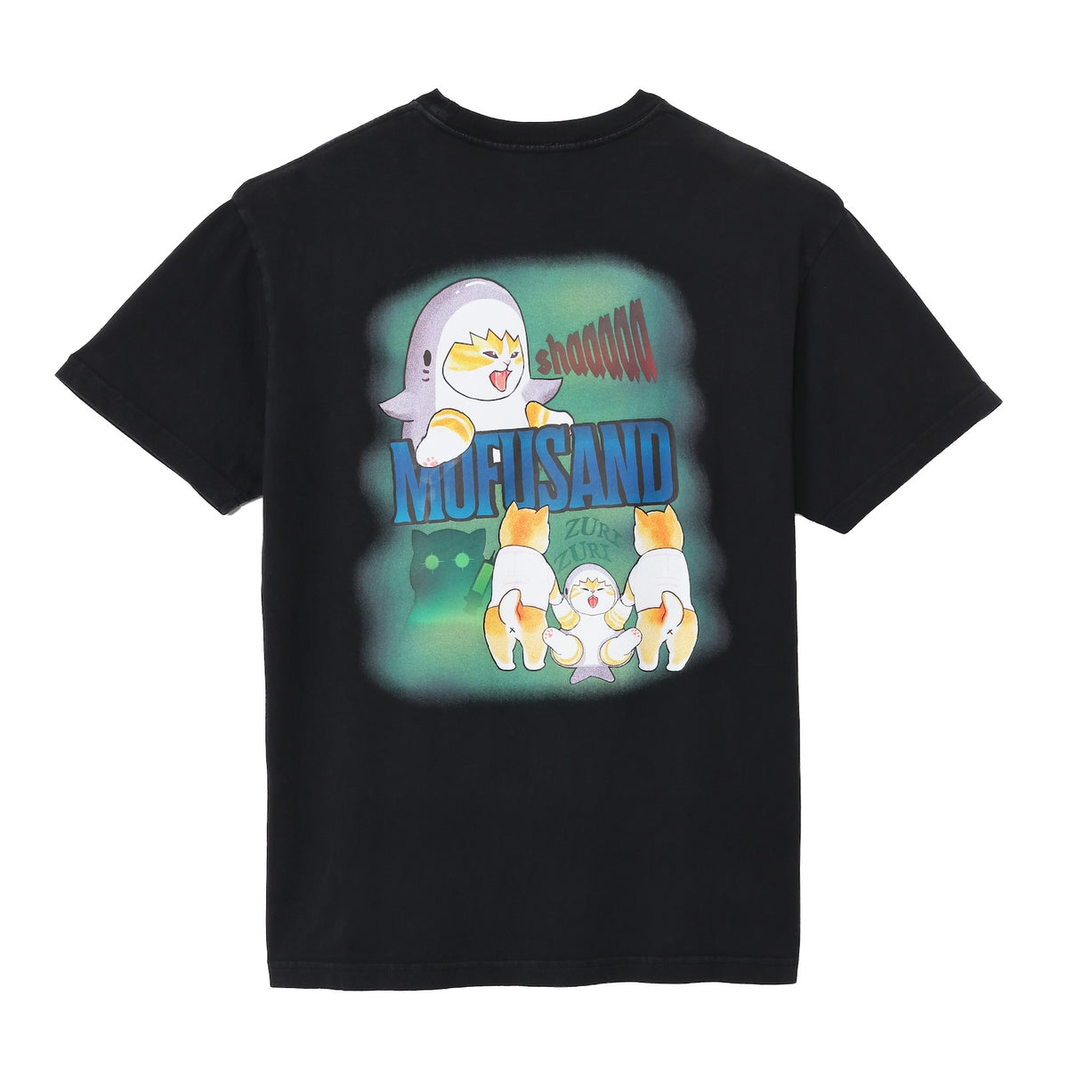 mofusand 티셔츠 호러 상어냥 블랙