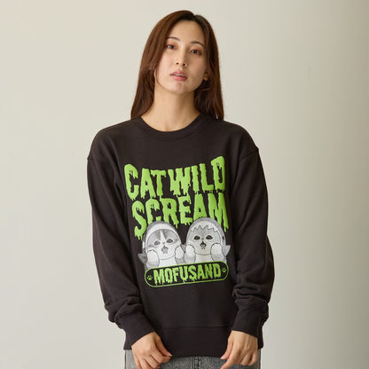 mofusand 스웨트셔츠 CAT WILD SCREAM 블랙