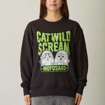 mofusand 스웨트셔츠 CAT WILD SCREAM 블랙