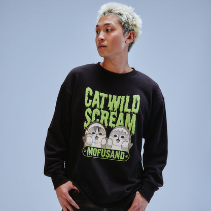 mofusand 스웨트셔츠 CAT WILD SCREAM 블랙