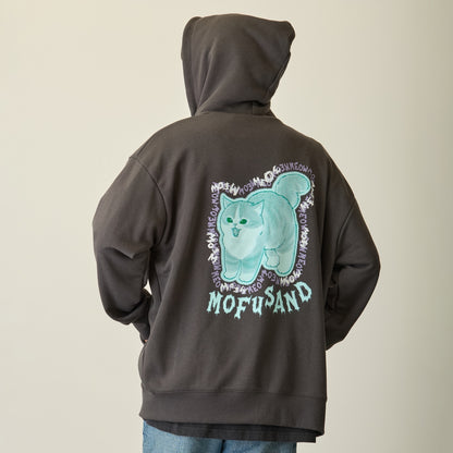 mofusand 집업 후디 MEOWING CATS 차콜 블랙