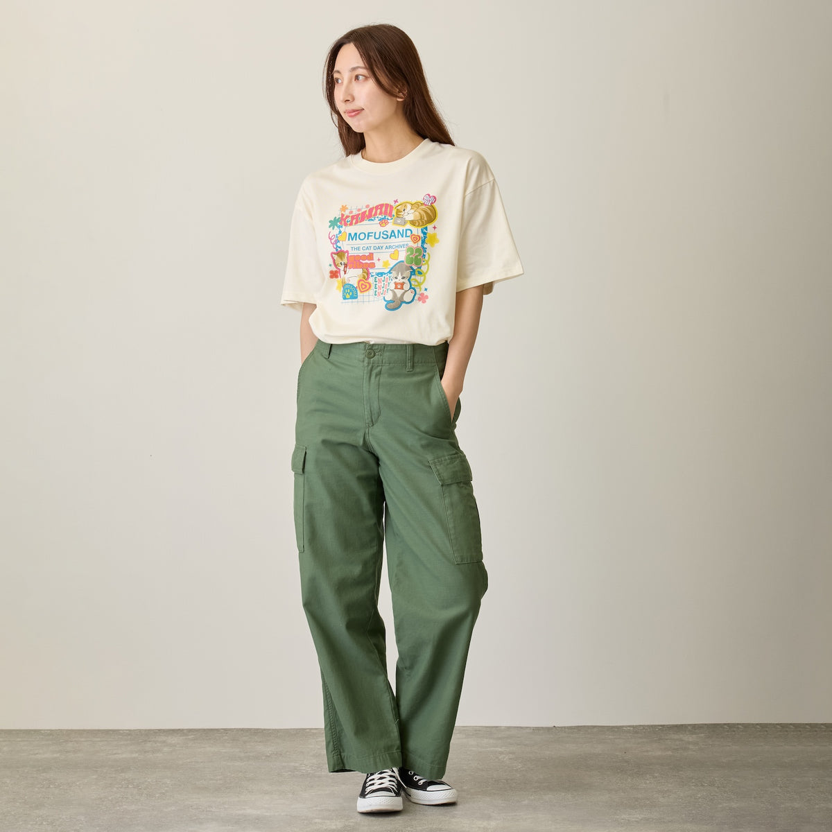 mofusand Tシャツ THE CAT DAY ARCHIVES ホワイト