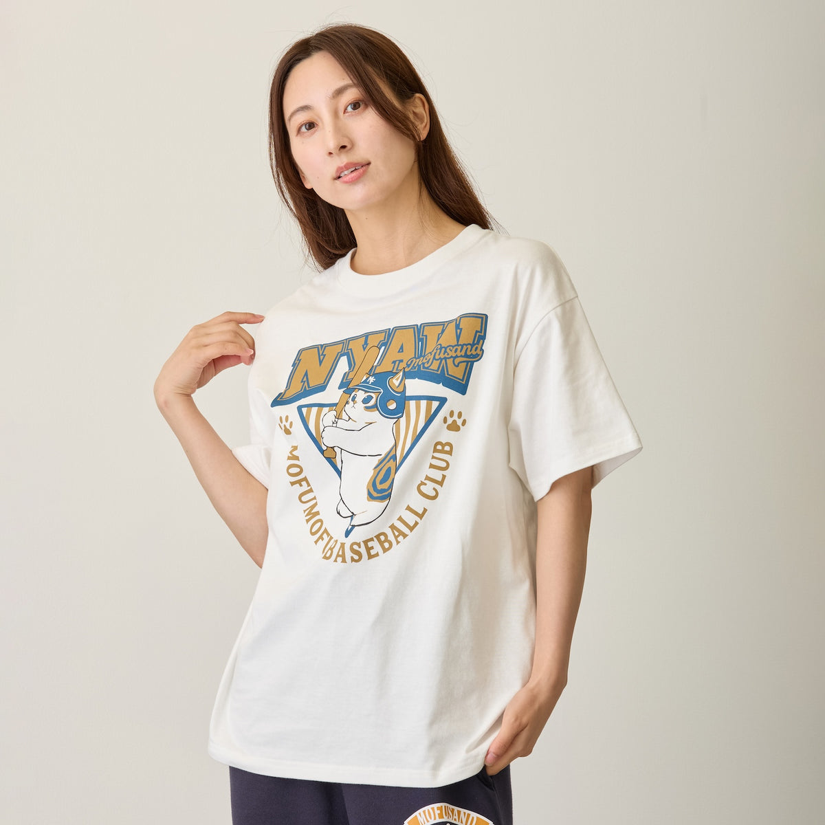 mofusand Tシャツ NYAW ホワイト