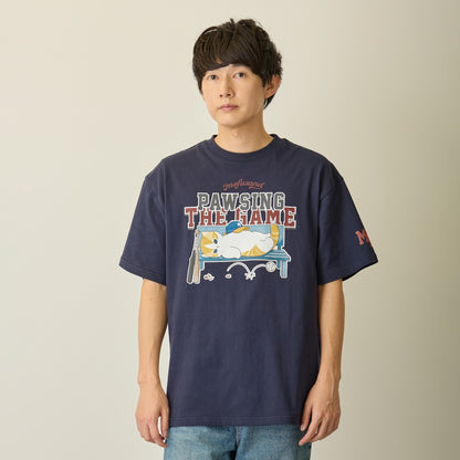 mofusand Tシャツ PAWSING THE GAME  ネイビー