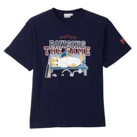 mofusand Tシャツ PAWSING THE GAME  ネイビー
