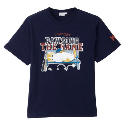 mofusand Tシャツ PAWSING THE GAME  ネイビー
