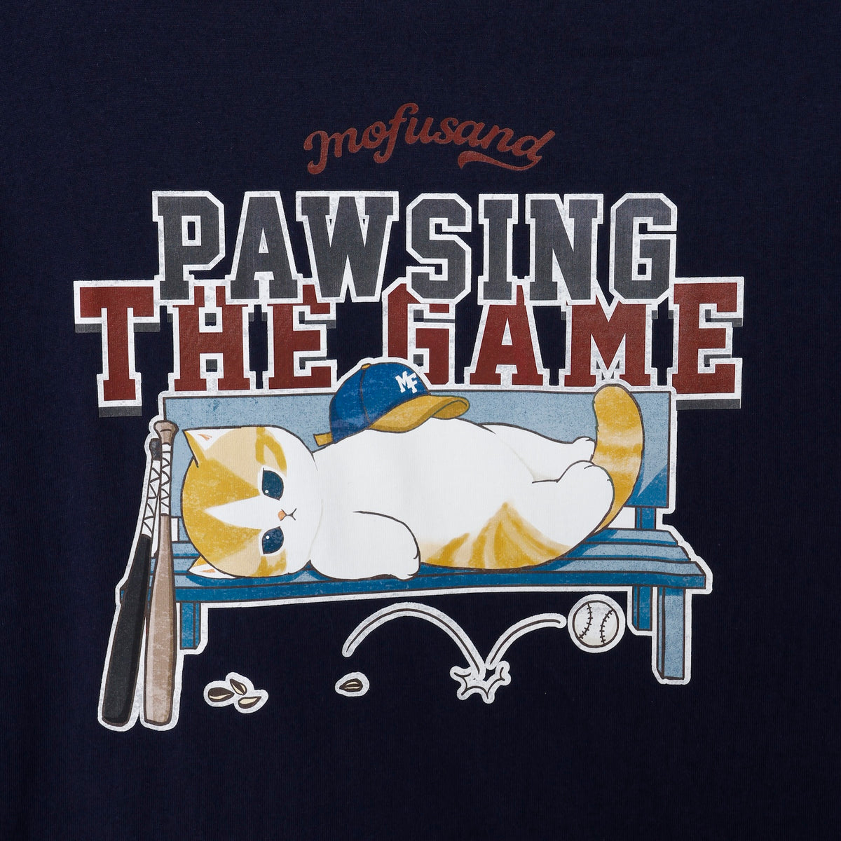 mofusand Tシャツ PAWSING THE GAME  ネイビー