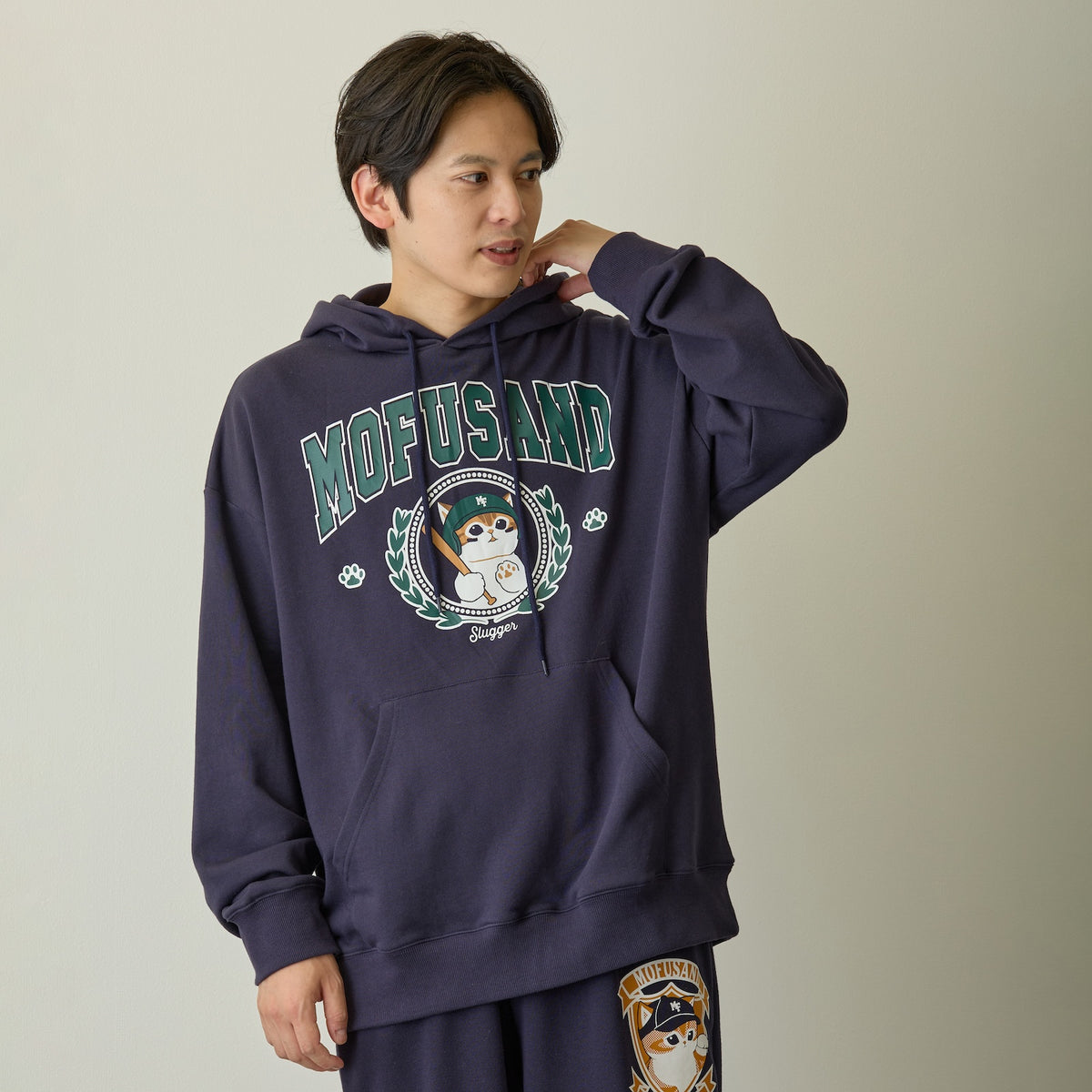 mofusand スウェットパーカー Slugger ネイビー
