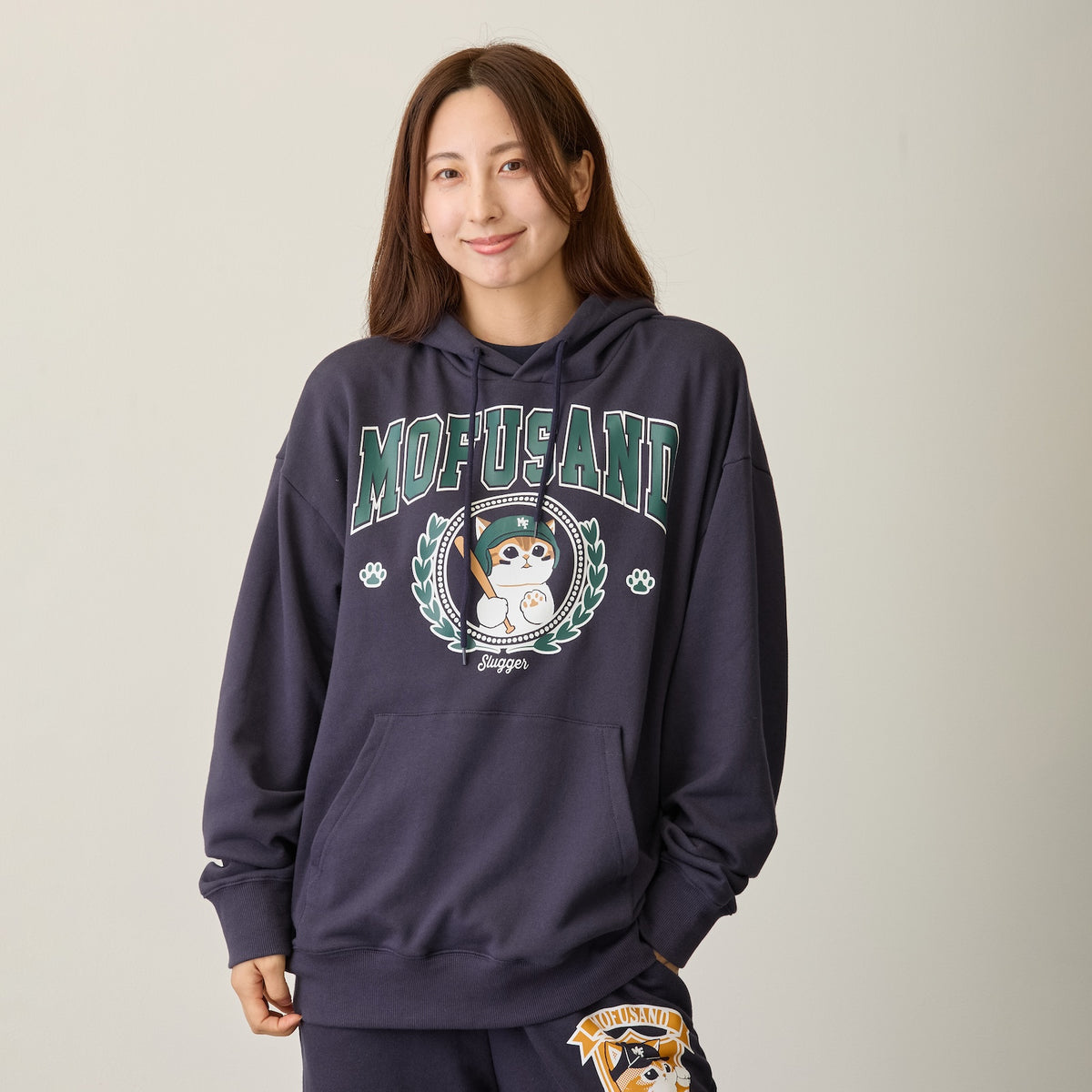 mofusand スウェットパーカー Slugger ネイビー